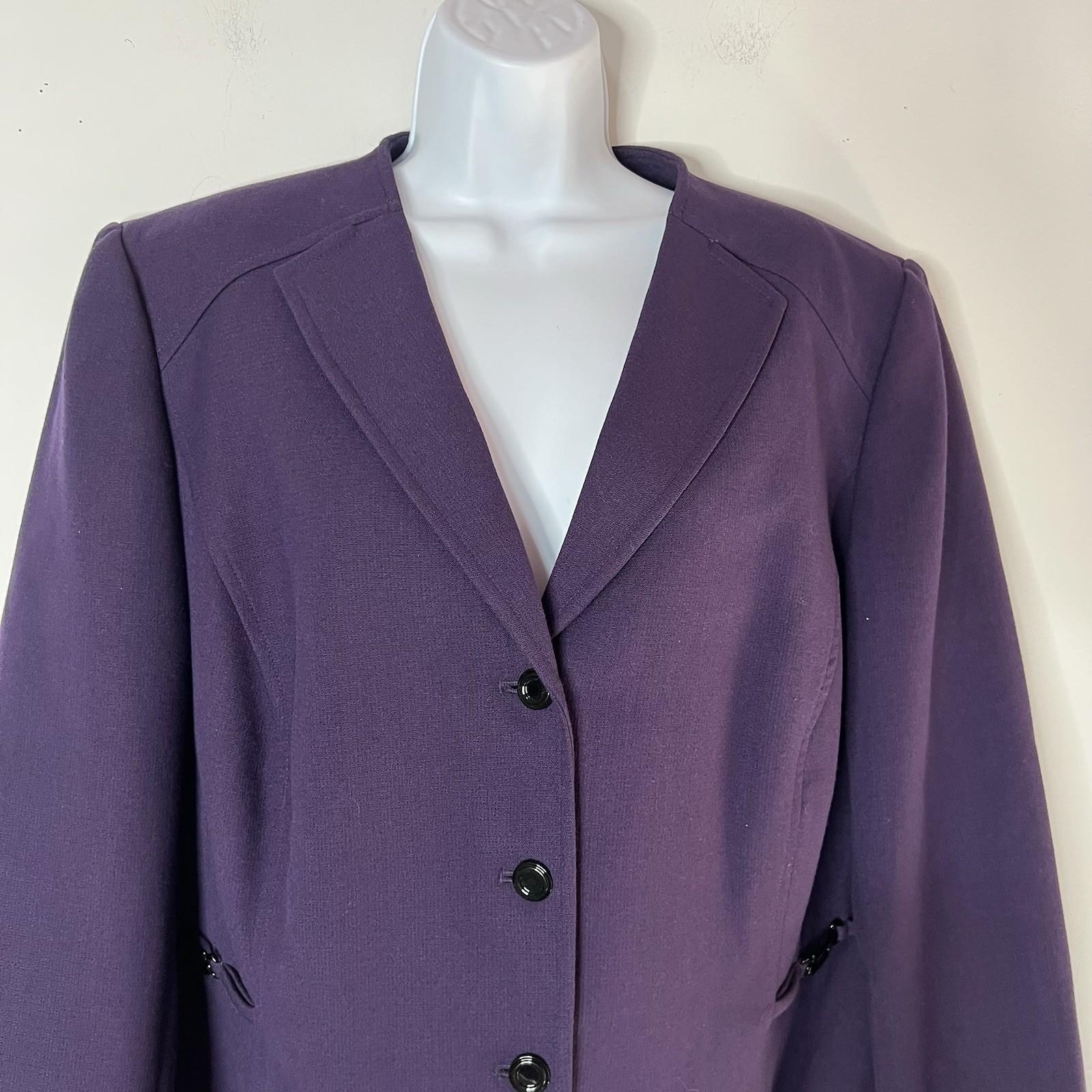 Tahari ASL Polyester Rayon Stretch Skirt Suit 16W 3/4 Sleeves Pencil Collar less
