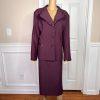 CHAMPAGNE 2PC Burgundy Polyester  Acetate Lined Cocktail Skirt Suit Size 18