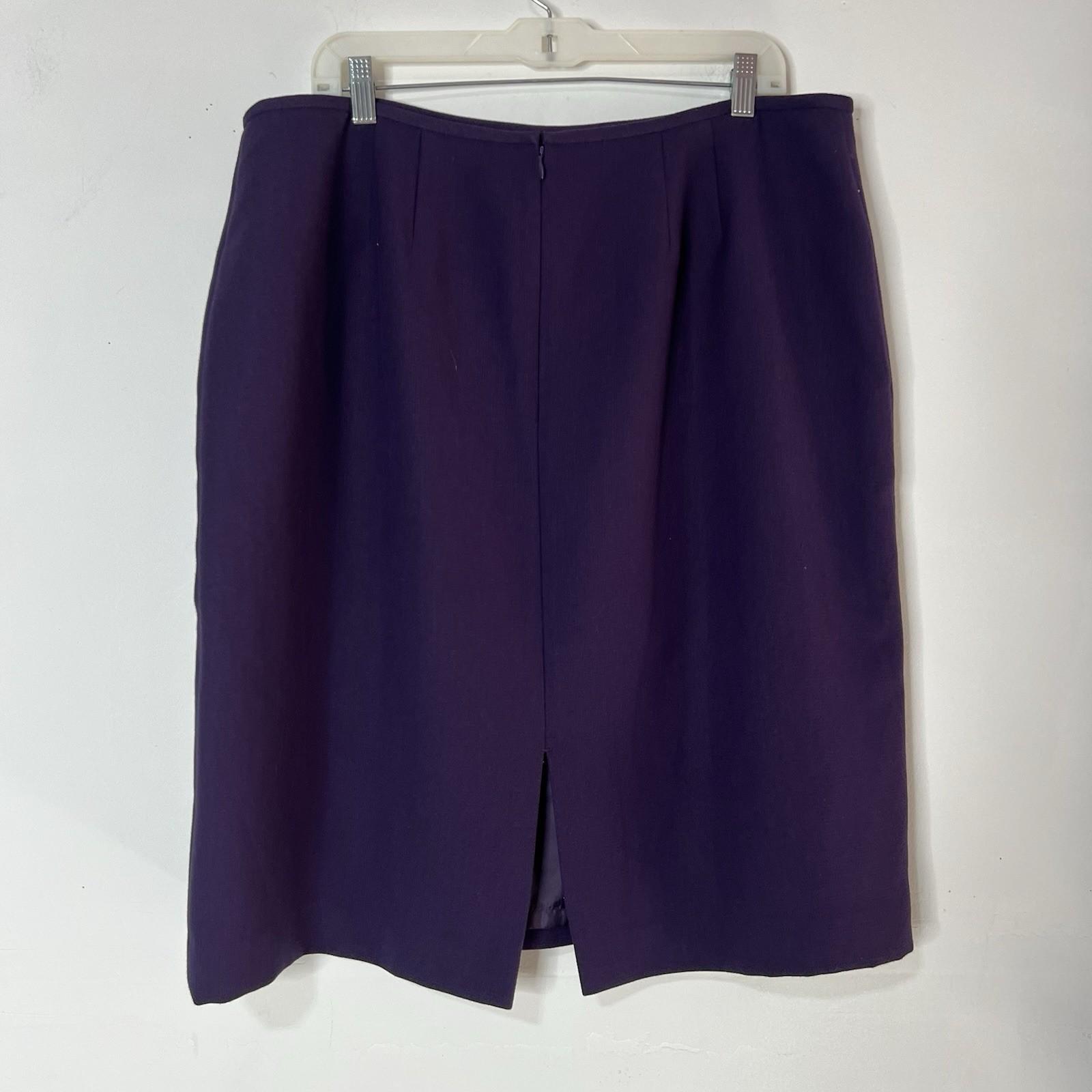 Tahari ASL Polyester Rayon Stretch Skirt Suit 16W 3/4 Sleeves Pencil Collar less