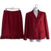 Jones Wear Polyester Skirt Suit 12 Red Twill Lined Notch Collar 2PC Timeless
