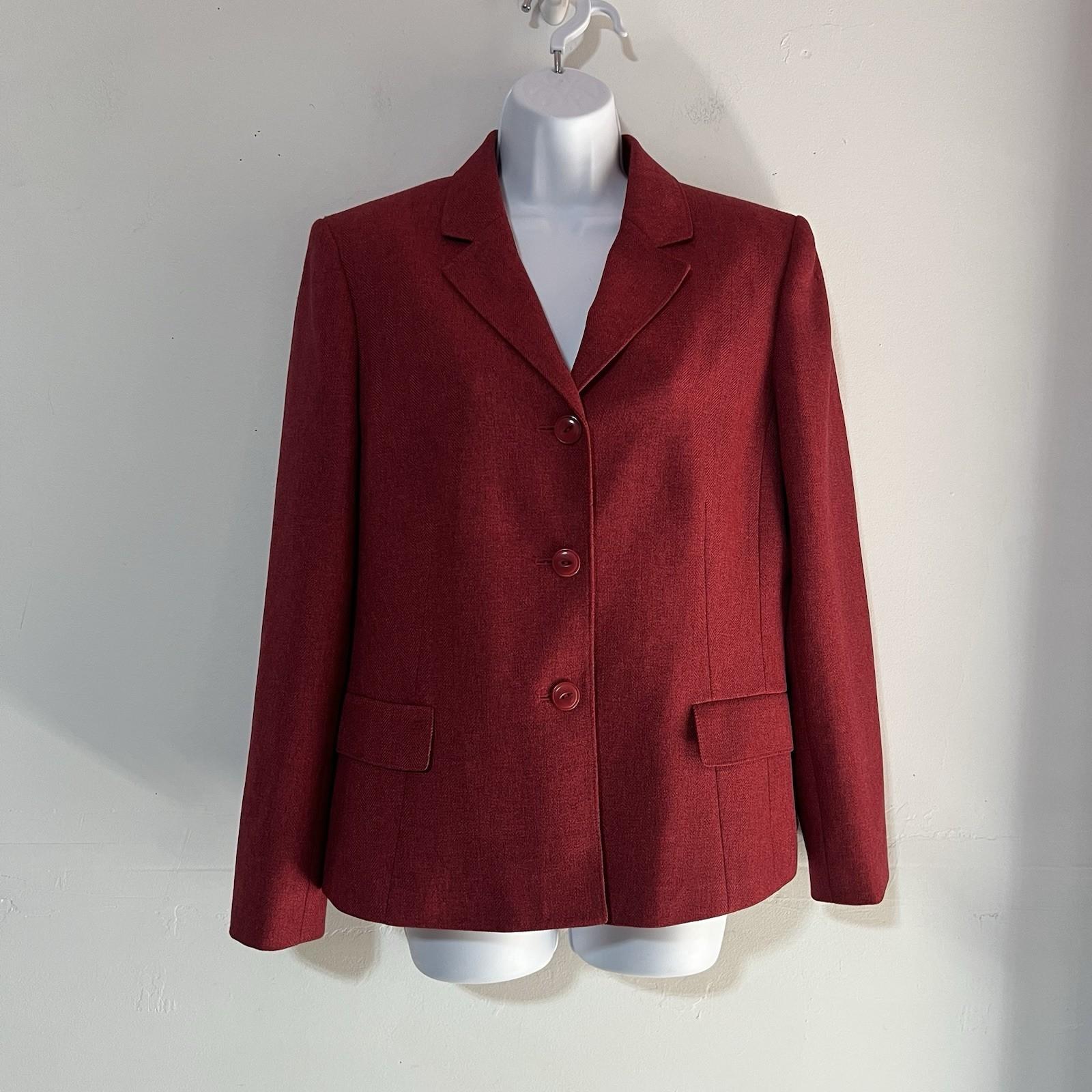 Jones Wear Polyester Skirt Suit 12 Red Twill Lined Notch Collar 2PC Timeless