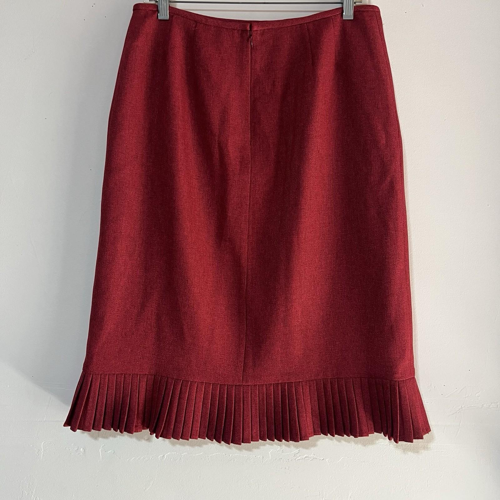 Jones Wear Polyester Skirt Suit 12 Red Twill Lined Notch Collar 2PC Timeless