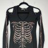Lip Service Skeleton Bone Stretch Dress Size M Whimsigoth Witchy Cold Shoulder