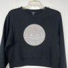 True Religion Women Sweatshirt Size M Black long Sleeve Cropped Crew Neck