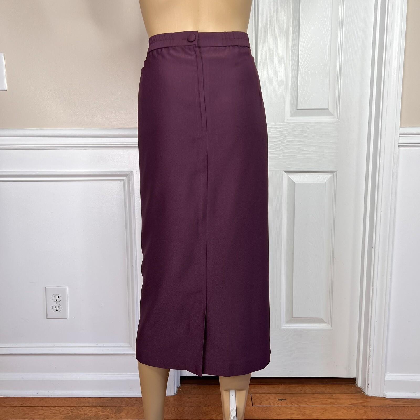 CHAMPAGNE 2PC Burgundy Polyester  Acetate Lined Cocktail Skirt Suit Size 18
