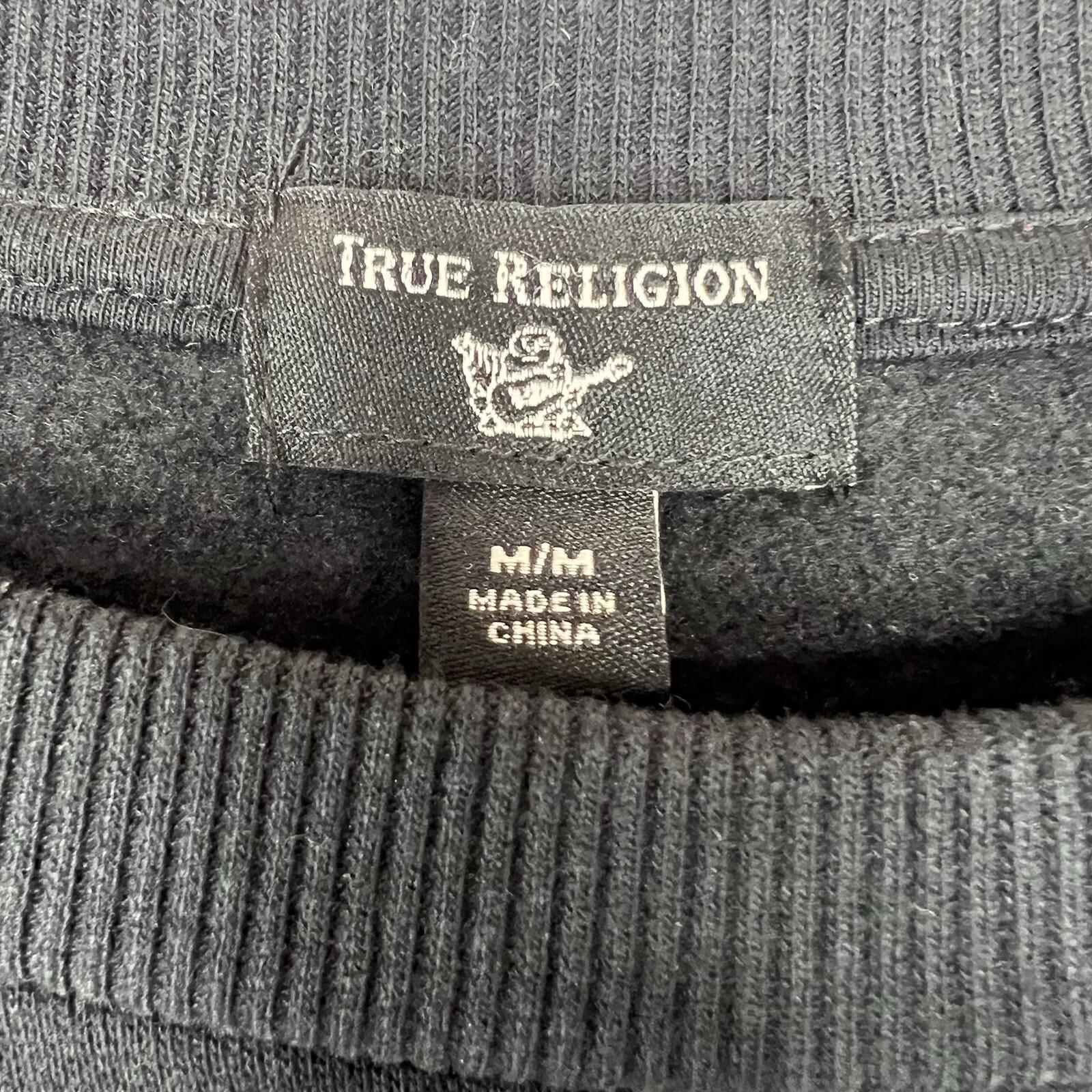 True Religion Women Sweatshirt Size M Black long Sleeve Cropped Crew Neck