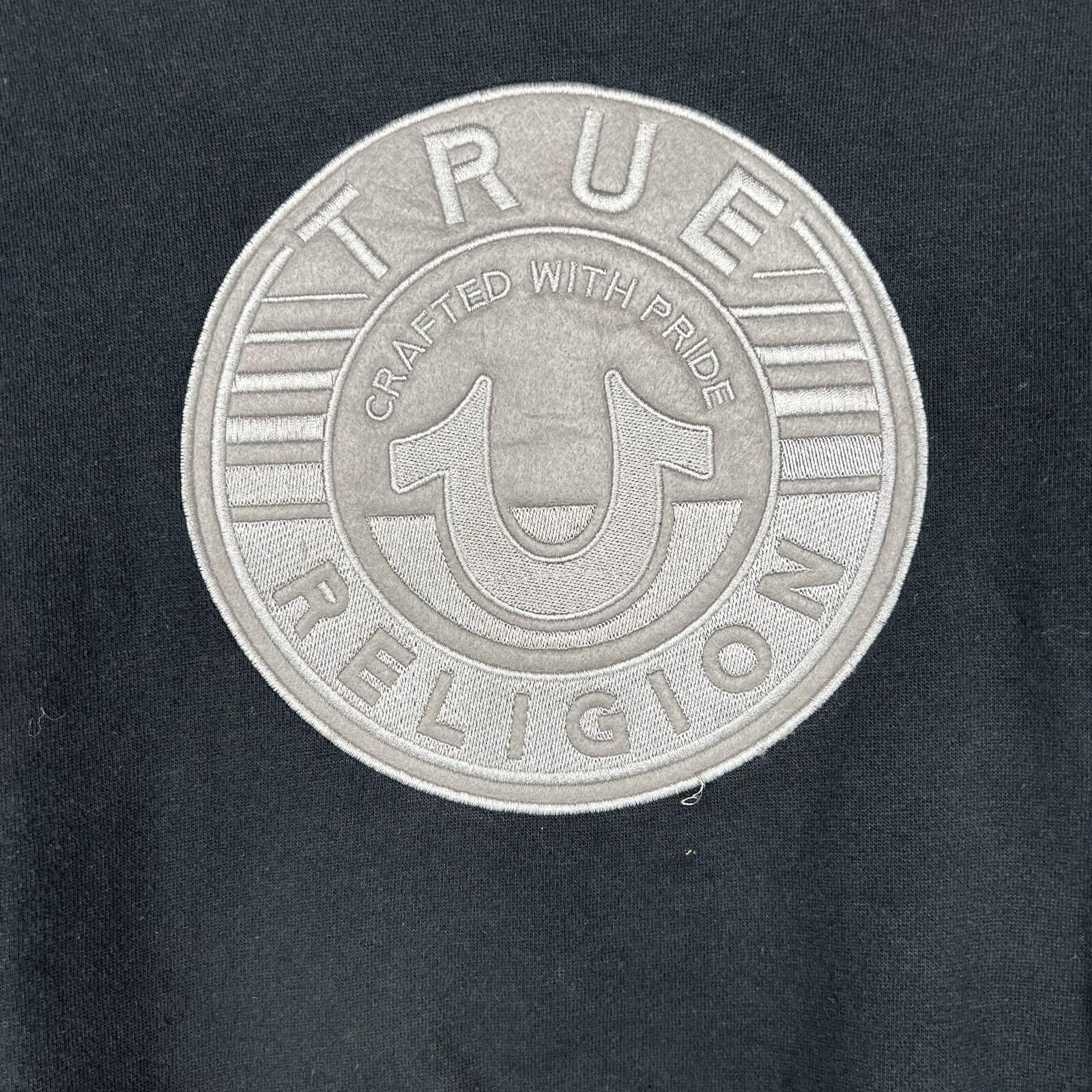 True Religion Women Sweatshirt Size M Black long Sleeve Cropped Crew Neck