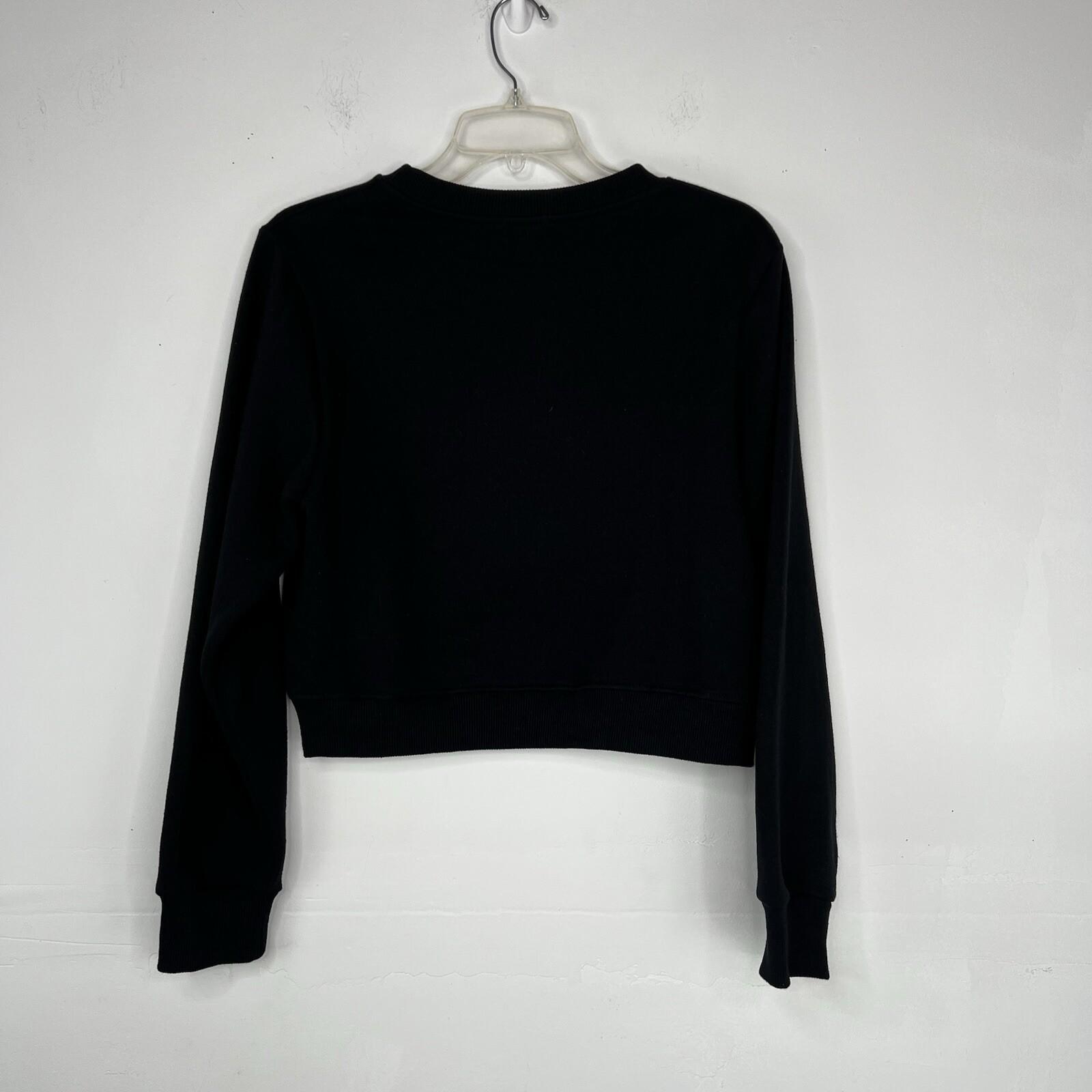 True Religion Women Sweatshirt Size M Black long Sleeve Cropped Crew Neck