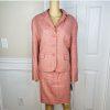 New York & Company Tweed Skirt Suit 18 Pink Lined Notch Collar Cocktail 2PC New