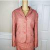 New York & Company Tweed Skirt Suit 18 Pink Lined Notch Collar Cocktail 2PC New