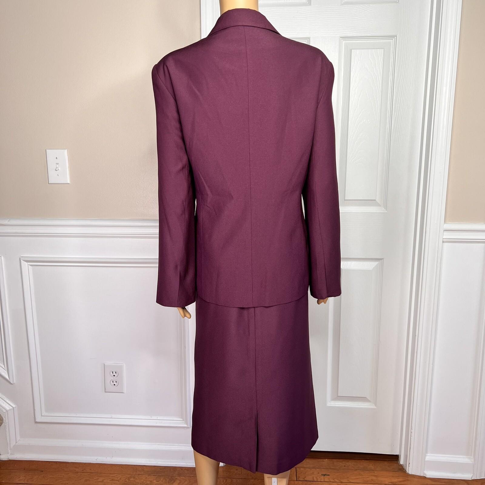 CHAMPAGNE 2PC Burgundy Polyester  Acetate Lined Cocktail Skirt Suit Size 18