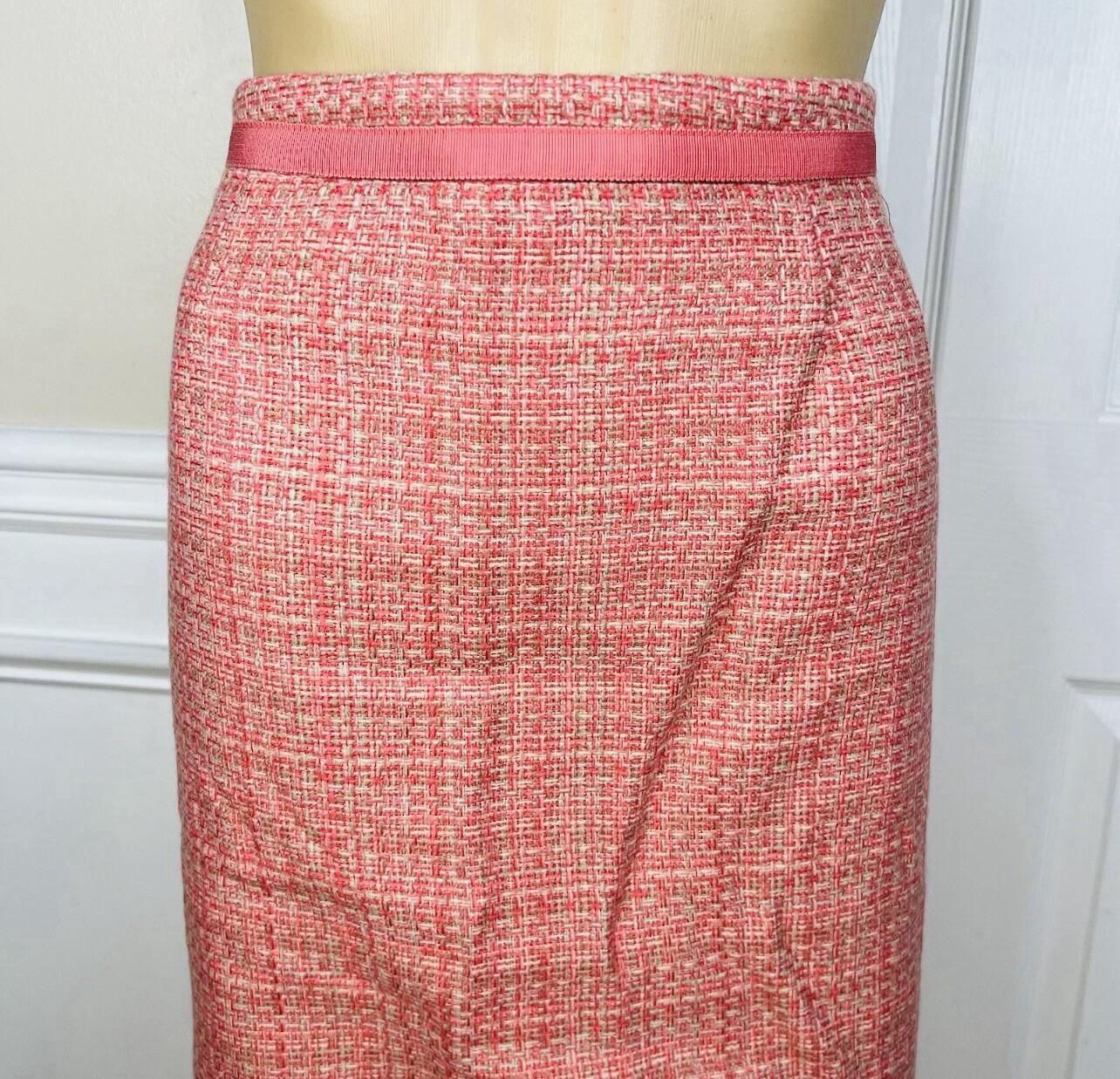 New York & Company Tweed Skirt Suit 18 Pink Lined Notch Collar Cocktail 2PC New