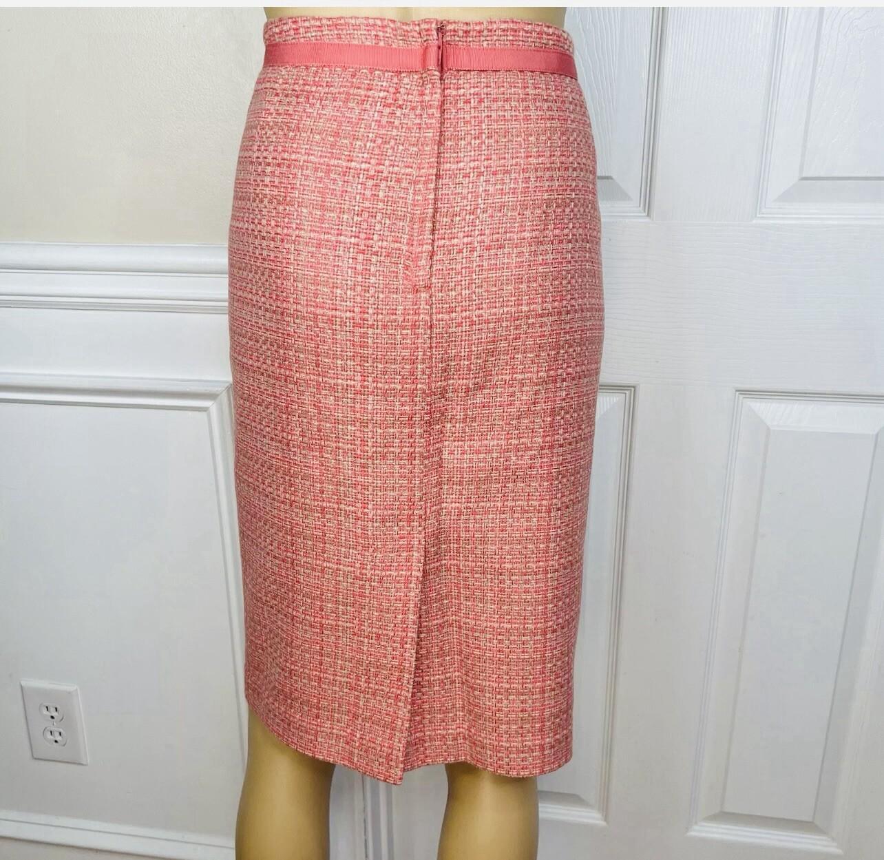 New York & Company Tweed Skirt Suit 18 Pink Lined Notch Collar Cocktail 2PC New