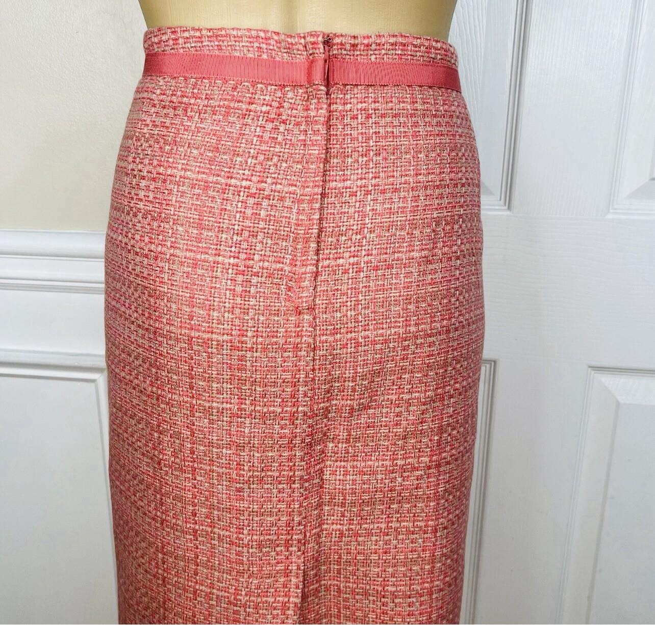 New York & Company Tweed Skirt Suit 18 Pink Lined Notch Collar Cocktail 2PC New