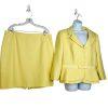 Tahari ASL Polyester Rayon Stretch Skirt Suit 18 Yellow Notch Collar Tiered
