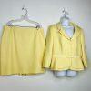 Tahari ASL Polyester Rayon Stretch Skirt Suit 18 Yellow Notch Collar Tiered