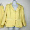 Tahari ASL Polyester Rayon Stretch Skirt Suit 18 Yellow Notch Collar Tiered