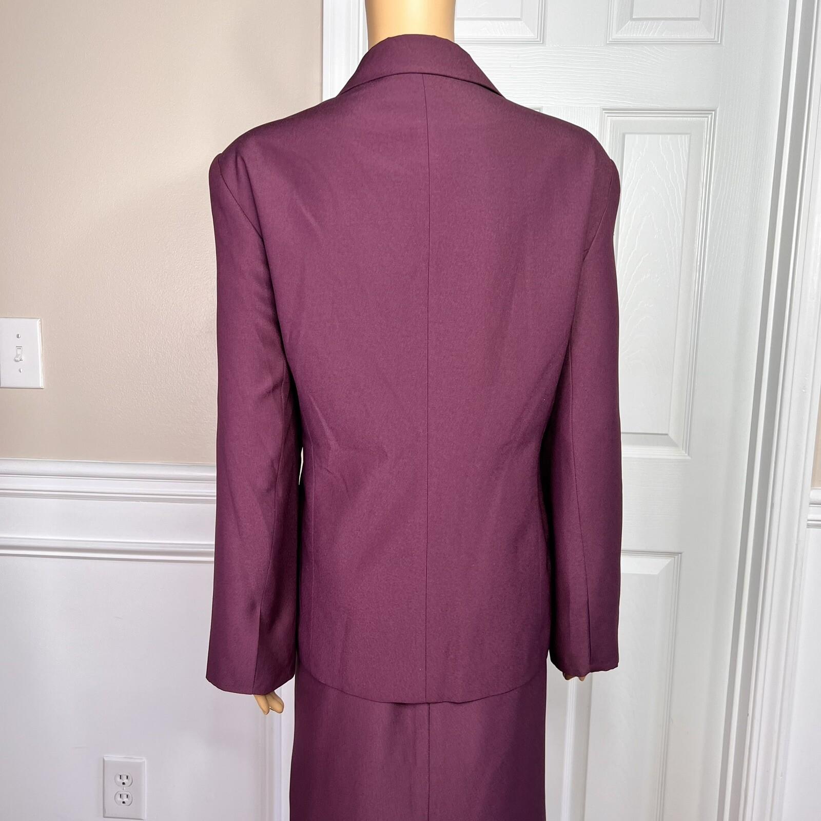 CHAMPAGNE 2PC Burgundy Polyester  Acetate Lined Cocktail Skirt Suit Size 18