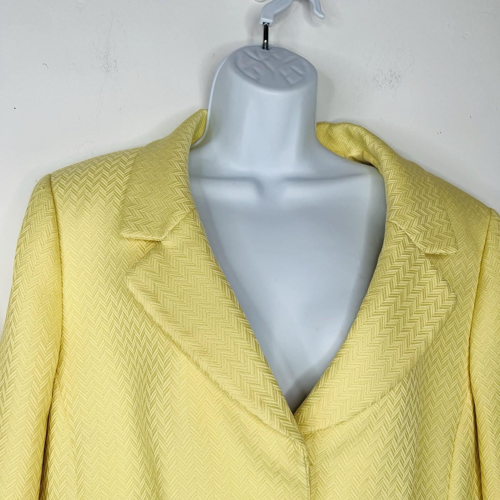 Tahari ASL Polyester Rayon Stretch Skirt Suit 18 Yellow Notch Collar Tiered