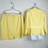 Tahari ASL Polyester Rayon Stretch Skirt Suit 18 Yellow Notch Collar Tiered