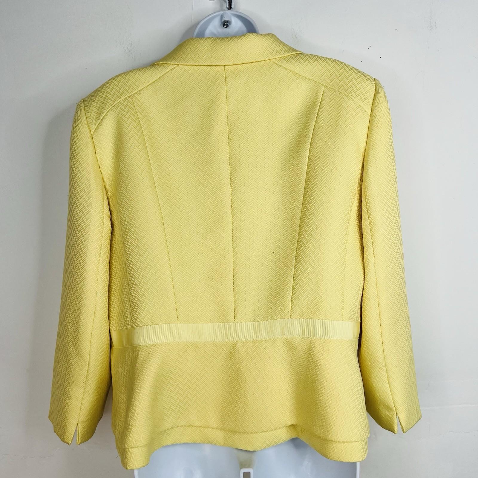 Tahari ASL Polyester Rayon Stretch Skirt Suit 18 Yellow Notch Collar Tiered