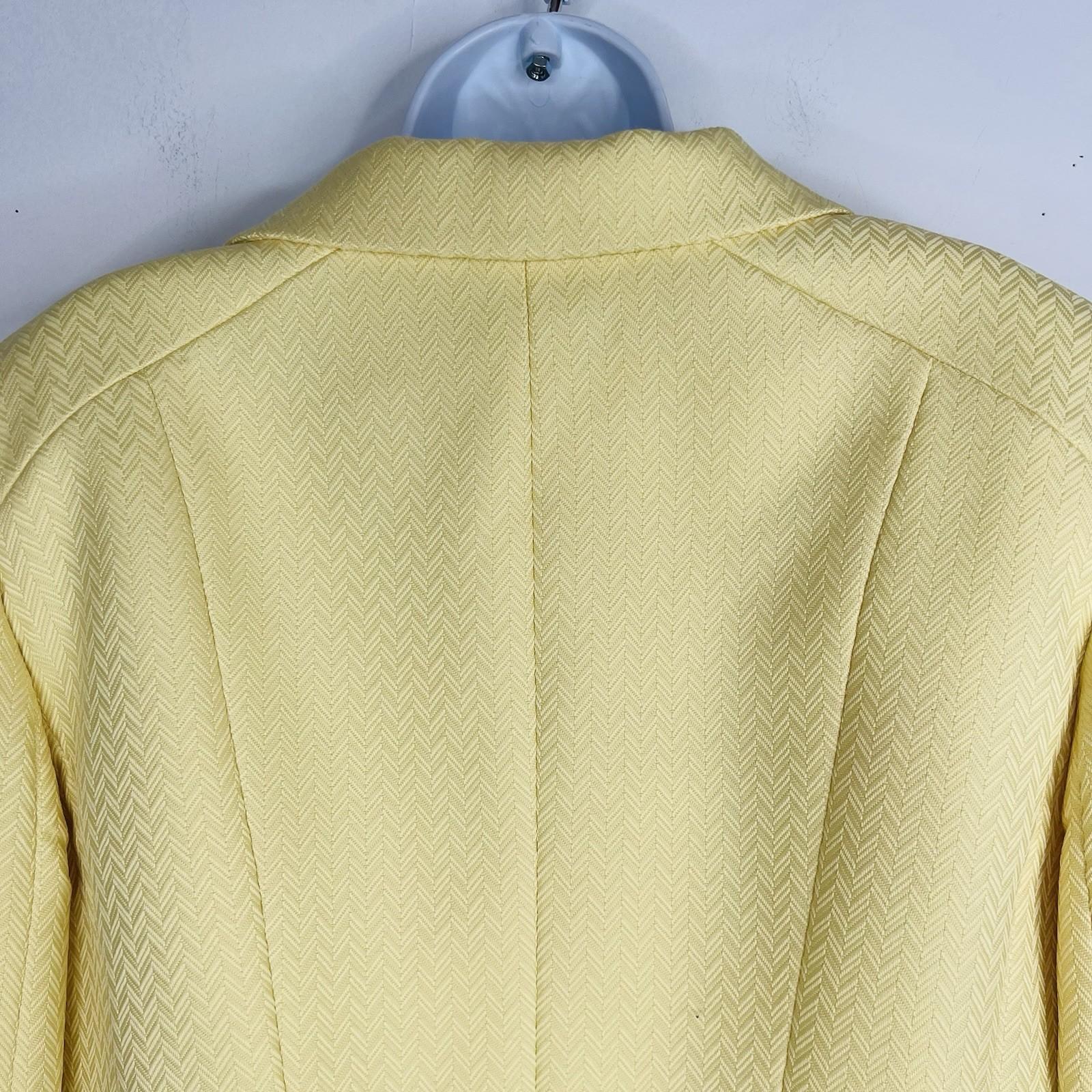 Tahari ASL Polyester Rayon Stretch Skirt Suit 18 Yellow Notch Collar Tiered