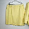 Tahari ASL Polyester Rayon Stretch Skirt Suit 18 Yellow Notch Collar Tiered