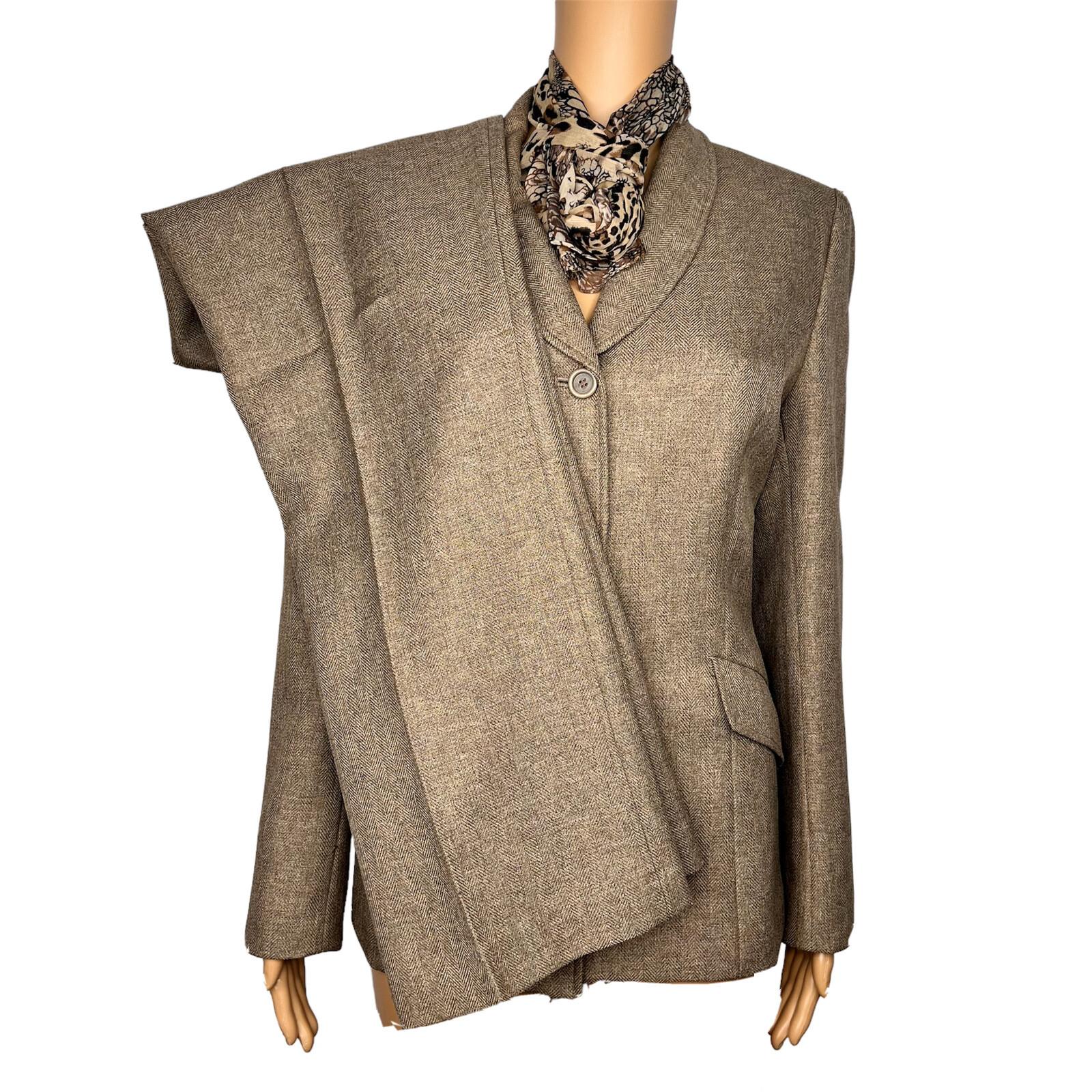 COLLECTIONS FOR LE SUIT 2PC Peanut Polyester Lined Career Pant Suit Scarf SZ 8