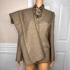 COLLECTIONS FOR LE SUIT 2PC Peanut Polyester Lined Career Pant Suit Scarf SZ 8