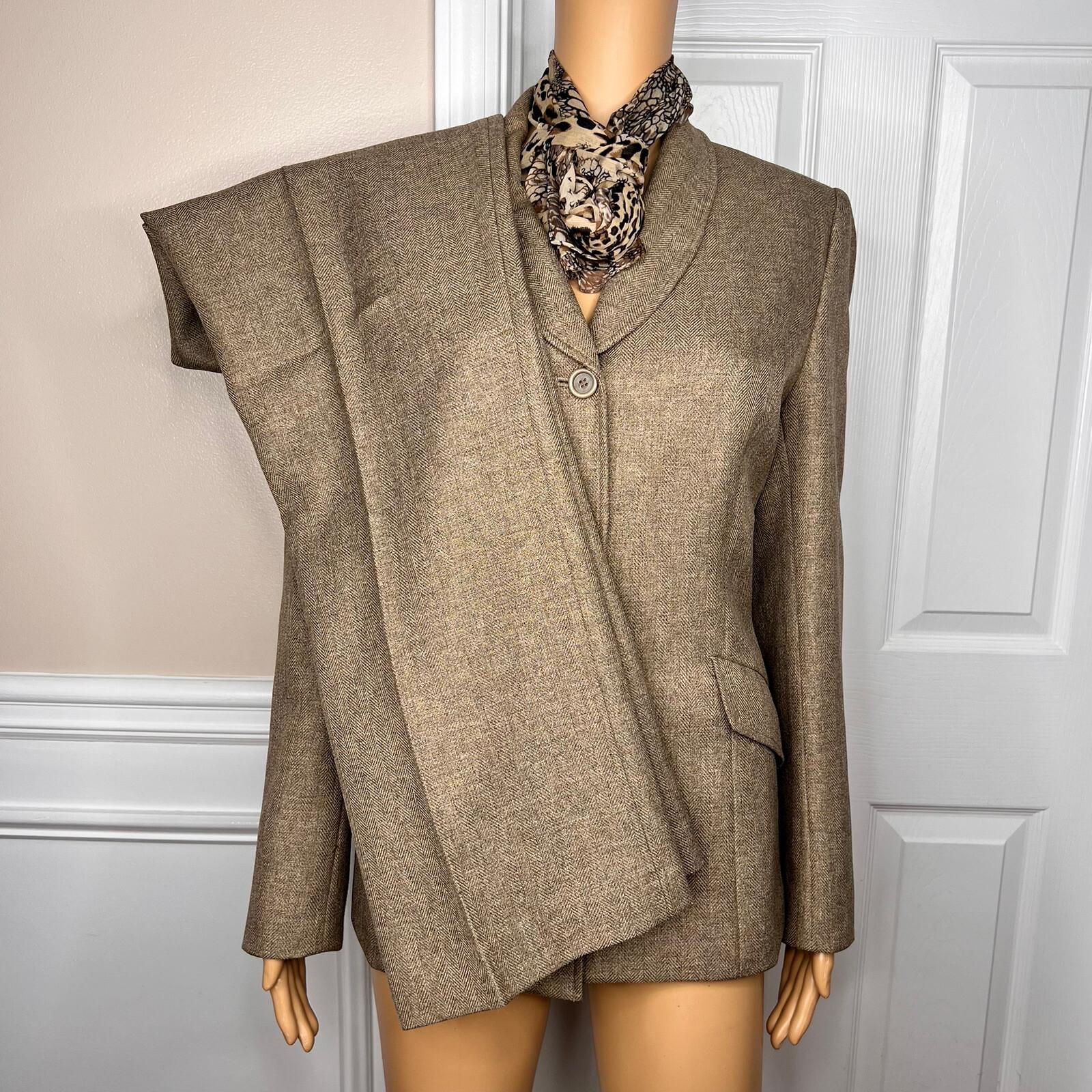 COLLECTIONS FOR LE SUIT 2PC Peanut Polyester Lined Career Pant Suit Scarf SZ 8