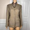 COLLECTIONS FOR LE SUIT 2PC Peanut Polyester Lined Career Pant Suit Scarf SZ 8
