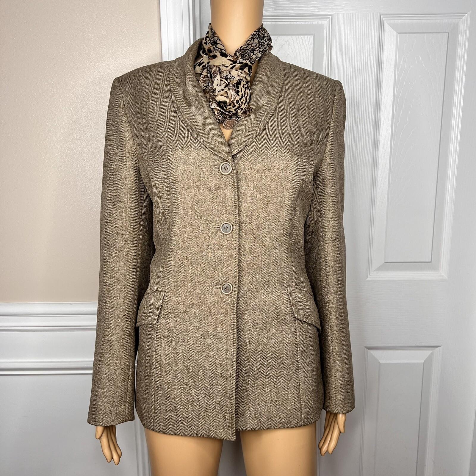 COLLECTIONS FOR LE SUIT 2PC Peanut Polyester Lined Career Pant Suit Scarf SZ 8