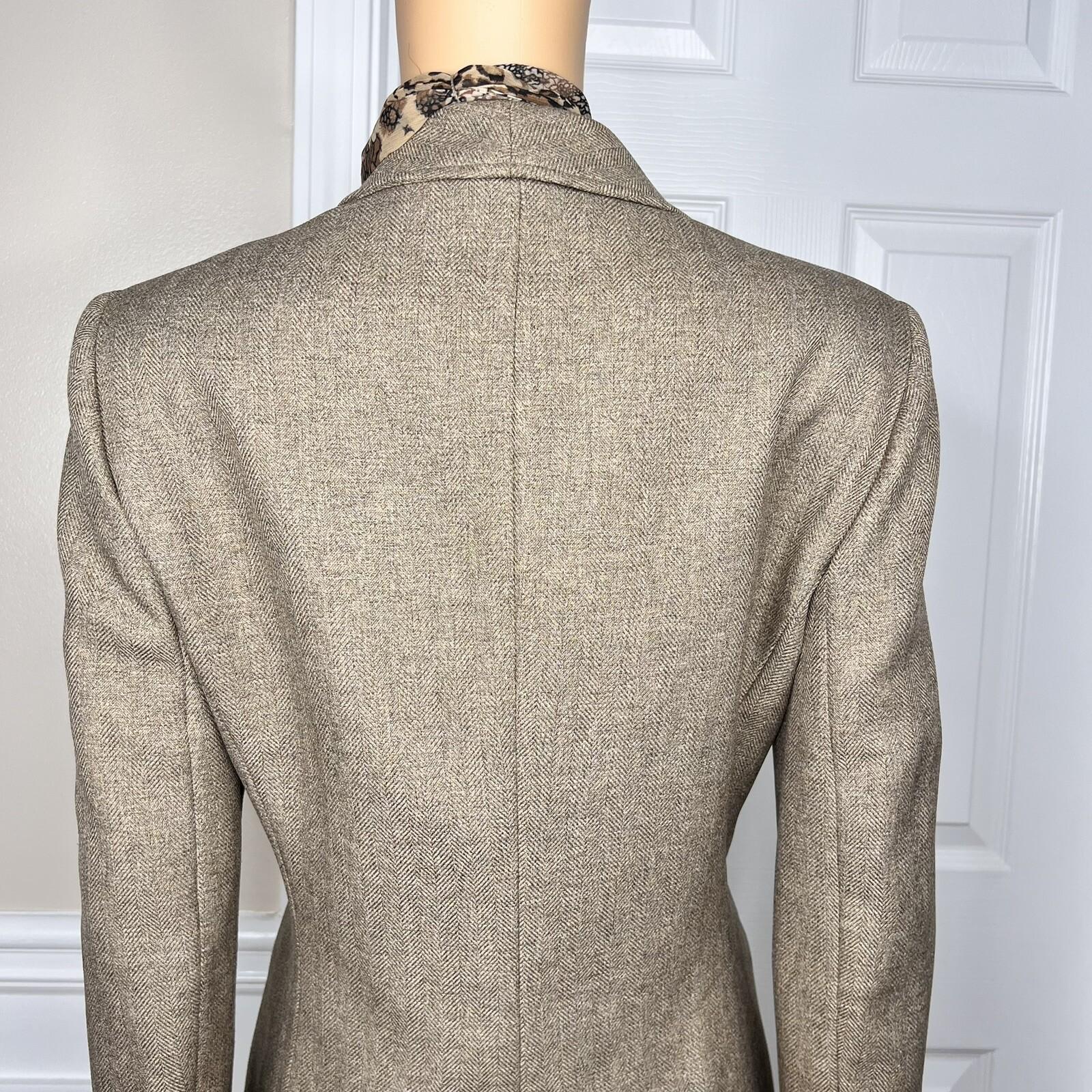 COLLECTIONS FOR LE SUIT 2PC Peanut Polyester Lined Career Pant Suit Scarf SZ 8