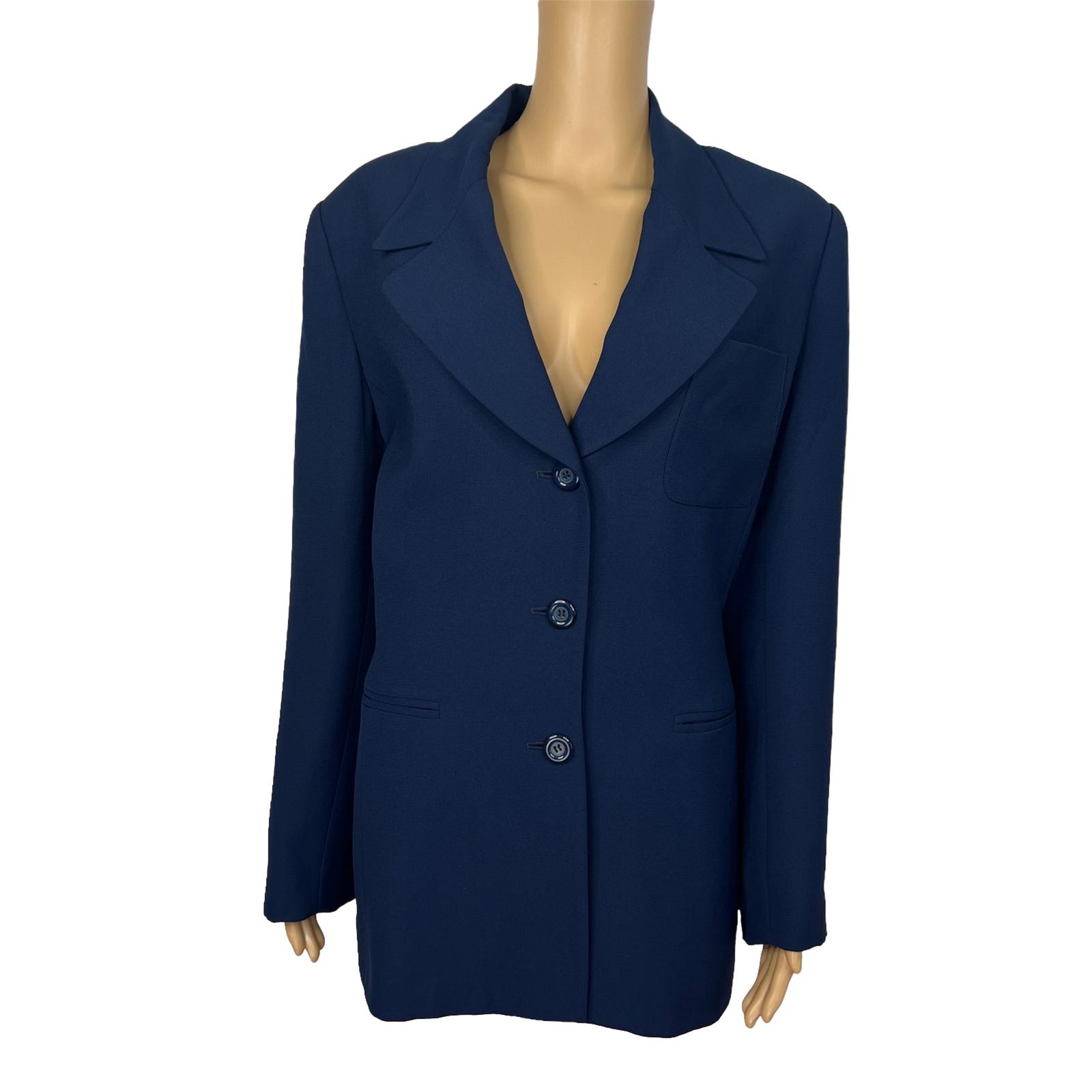 LE SUIT Vintage Blue Polyester Lined Peak Collar Career Blazer Size 12