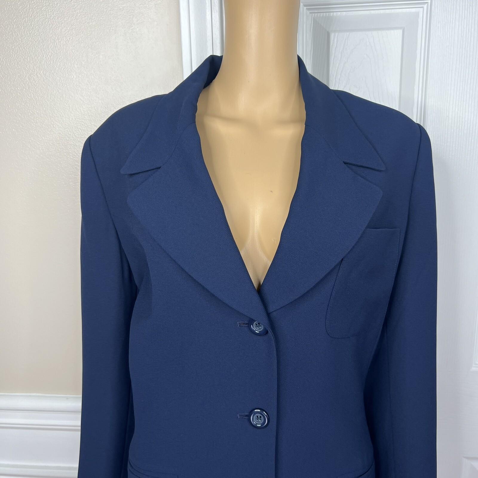 LE SUIT Vintage Blue Polyester Lined Peak Collar Career Blazer Size 12
