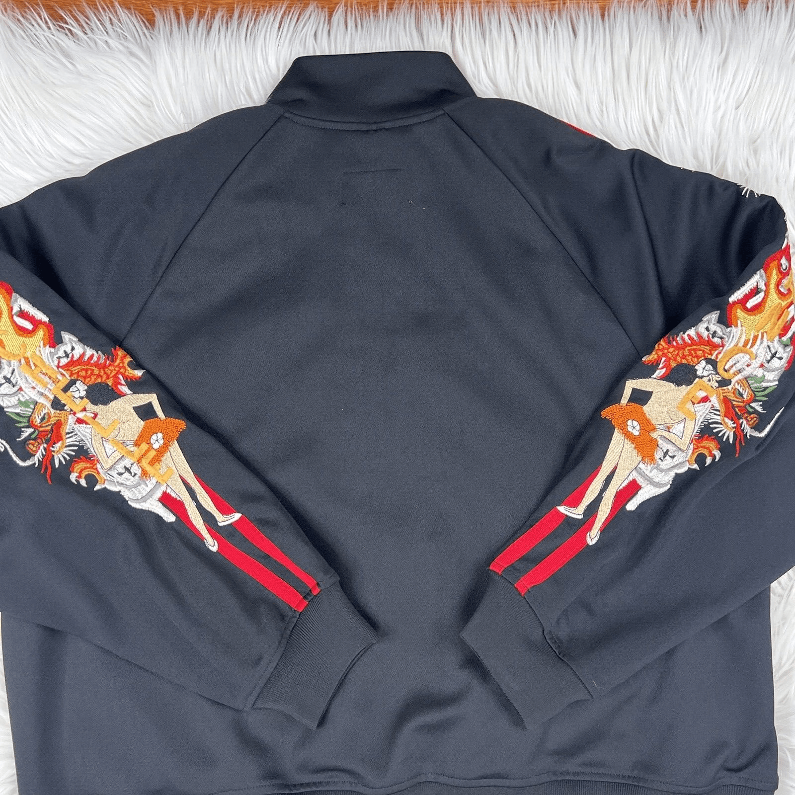 DOUBLET Strangest Comfort Men Black Red Chaos Embroidered Zip Up Track Jacket