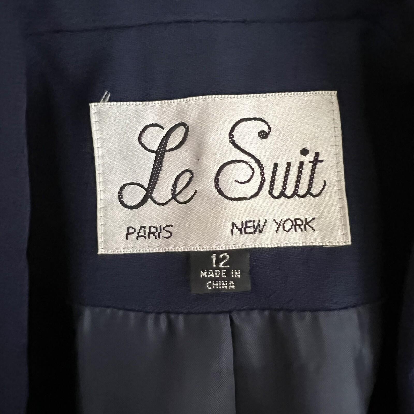 LE SUIT Vintage Blue Polyester Lined Peak Collar Career Blazer Size 12