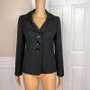 SUIT STUDIO  Women 1PC Black Striped Polyester Lined Career Blazer Size 6P