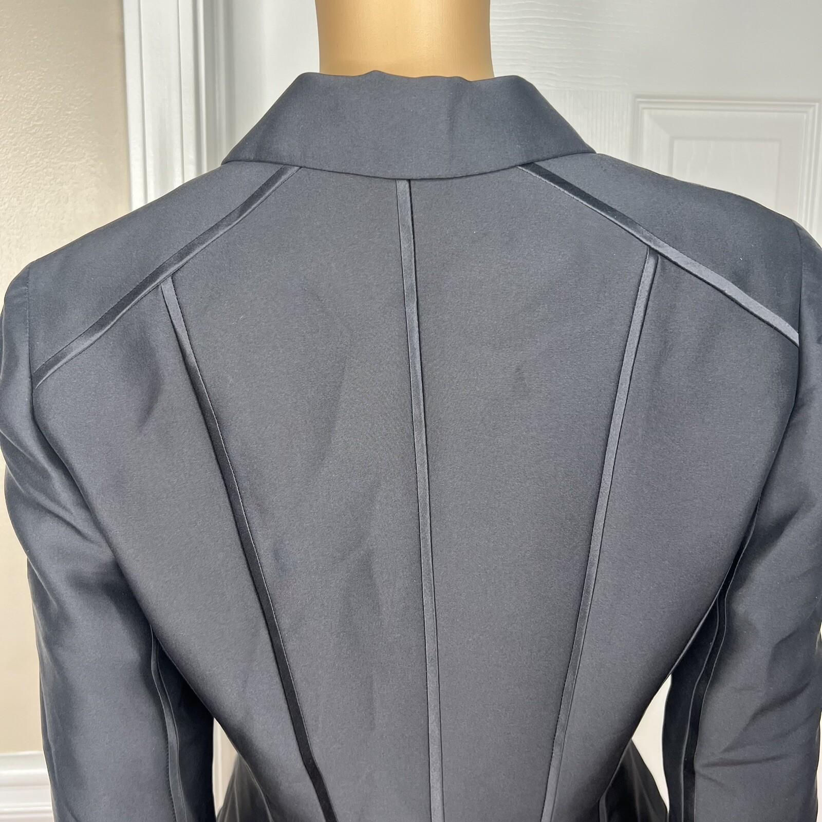 LIZ ELANA Vintage Detailed Black Silk Tuxedo Style Formal Blazer Size 6