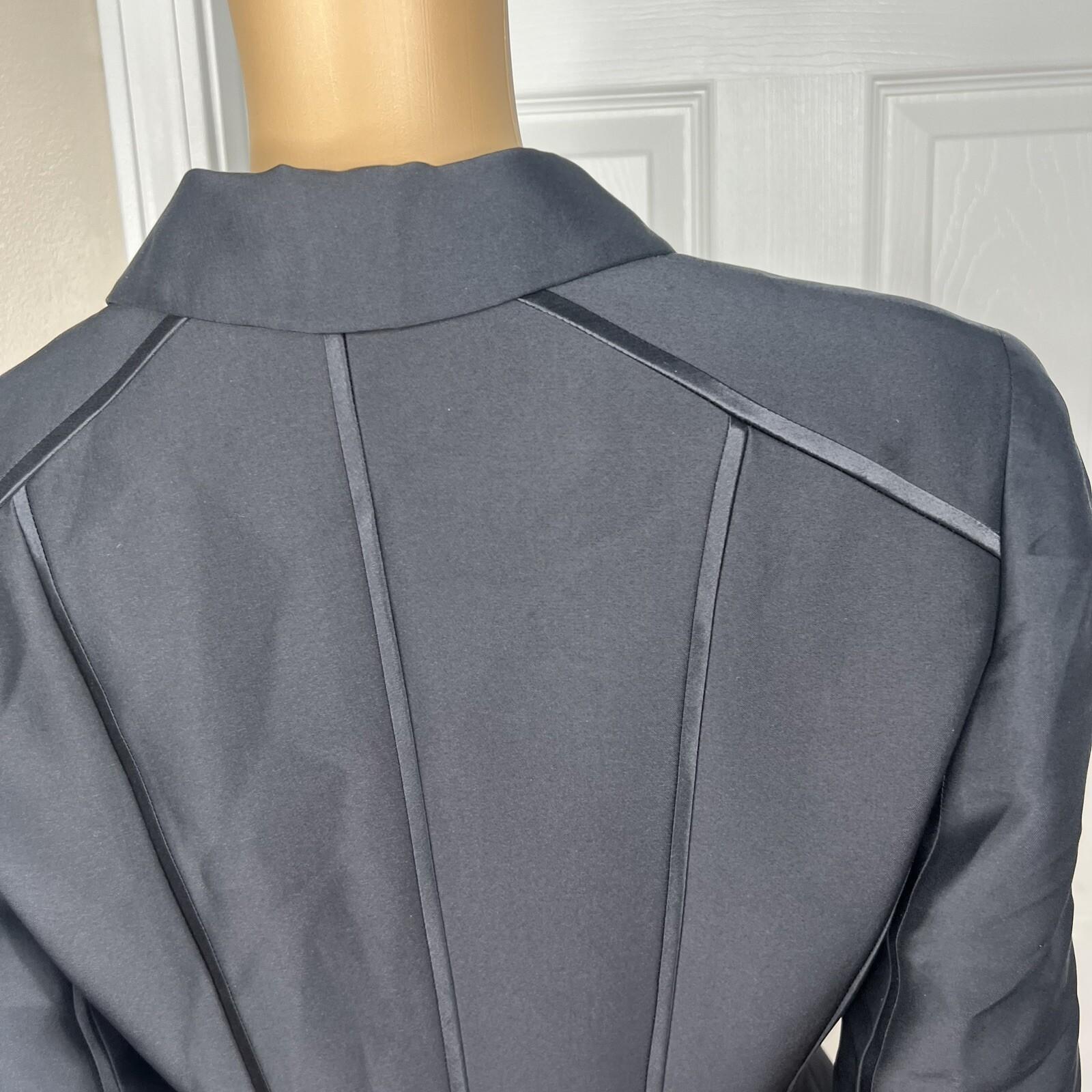 LIZ ELANA Vintage Detailed Black Silk Tuxedo Style Formal Blazer Size 6