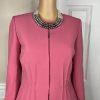 Tahari ASL Polyester Spandex Blazer Size 2 Pink Lined Pleated Ruffle Collarless
