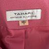 Tahari ASL Polyester Spandex Blazer Size 2 Pink Lined Pleated Ruffle Collarless