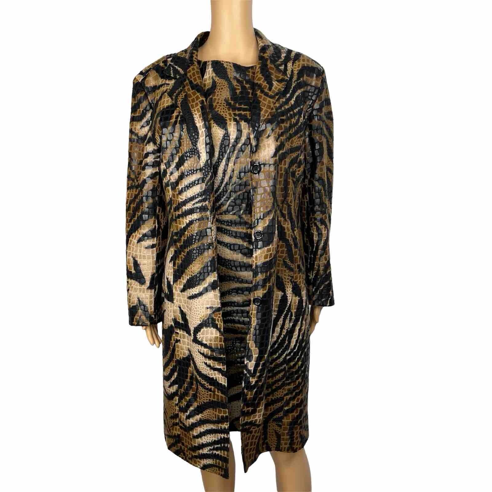 Selene Sport Women Faux Leather Dress Suit Size M Reptile Print 2PC Collarless