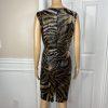 Selene Sport Women Faux Leather Dress Suit Size M Reptile Print 2PC Collarless