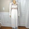 En Creme Cotton Dress Size XS White Embroidered Long Sleeve Button Down Tunic