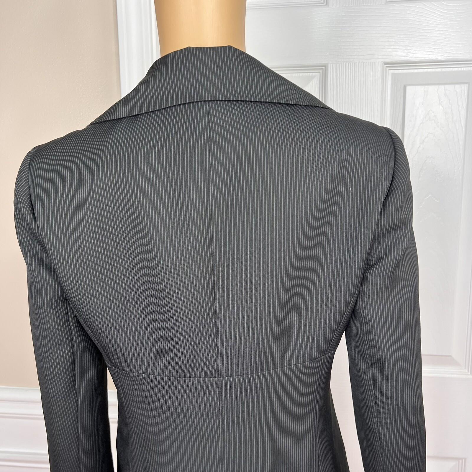 SUIT STUDIO  Women 1PC Black Striped Polyester Lined Career Blazer Size 6P