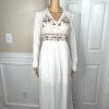 En Creme Cotton Dress Size XS White Embroidered Long Sleeve Button Down Tunic