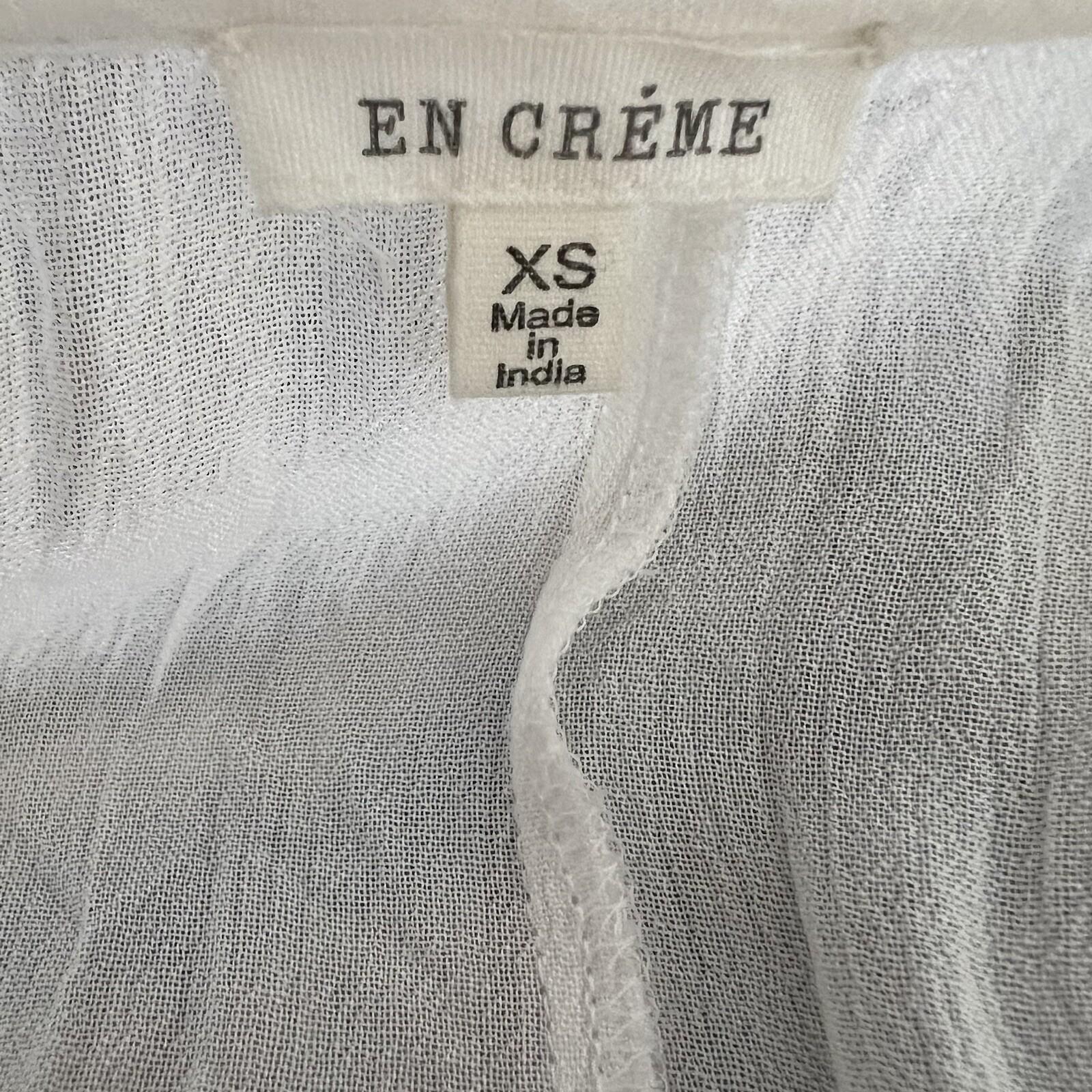 En Creme Cotton Dress Size XS White Embroidered Long Sleeve Button Down Tunic