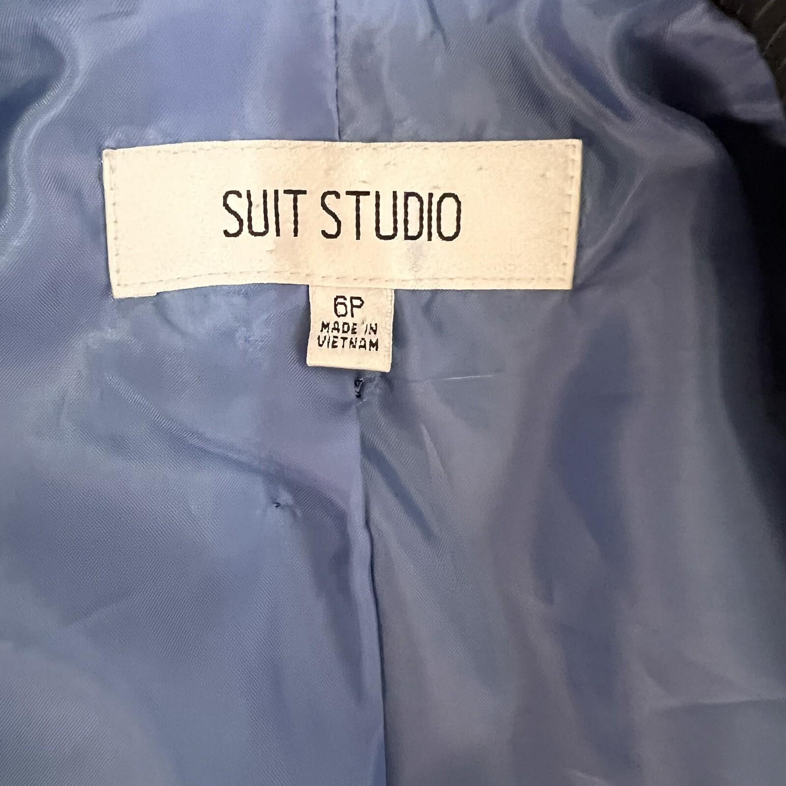 SUIT STUDIO  Women 1PC Black Striped Polyester Lined Career Blazer Size 6P