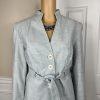 LARRY LEVINE Polyester Cotton Spandex Skirt Suit Size 14 Wash Blue Belted 2PC